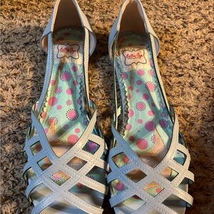 New- Bettie Page Women's Light Blue Strappy open toe Sandals